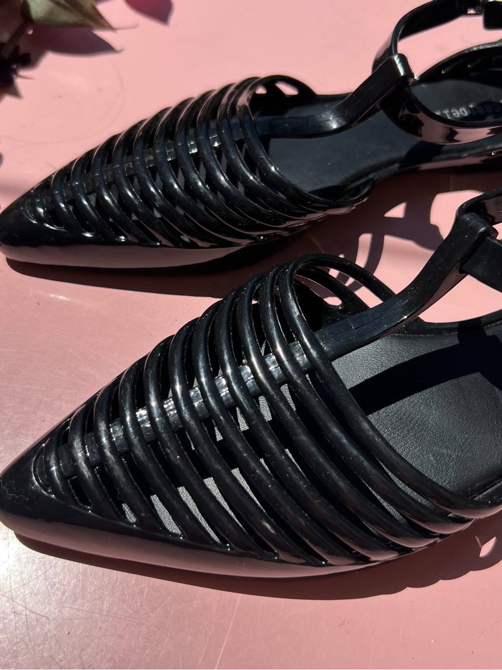 Jeffrey Campbell Black Squeaky Jelly Flat | Size 9